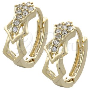 Argolla Huggie 02.165.0139 Oro Laminado, con Blanca Cristal, Pulido, Tono Dorado
