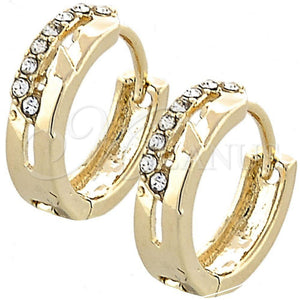 Argolla Huggie 02.165.0133 Oro Laminado, con Blanca Cristal, Pulido, Tono Dorado
