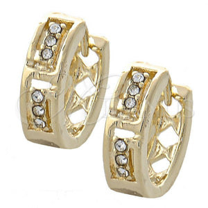 Argolla Huggie 02.165.0142 Oro Laminado, con Blanca Cristal, Pulido, Tono Dorado