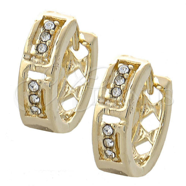 Argolla Huggie 02.165.0142 Oro Laminado, con Blanca Cristal, Pulido, Tono Dorado