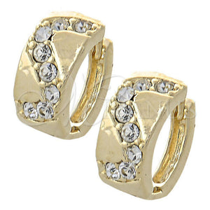 Argolla Huggie 02.165.0129 Oro Laminado, con Blanca Cristal, Pulido, Tono Dorado