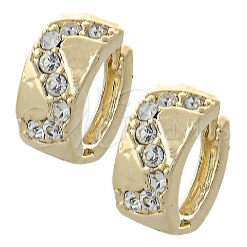 Argolla Huggie 02.165.0129 Oro Laminado, con Blanca Cristal, Pulido, Tono Dorado