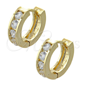 Argolla Huggie 02.165.0115 Oro Laminado, con Blanca Zirconia Cubica, Pulido, Tono Dorado