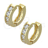 Argolla Huggie 02.165.0115 Oro Laminado, con Blanca Zirconia Cubica, Pulido, Tono Dorado