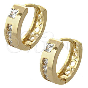 Argolla Huggie 02.165.0123 Oro Laminado, con Blanca Zirconia Cubica, Pulido, Tono Dorado
