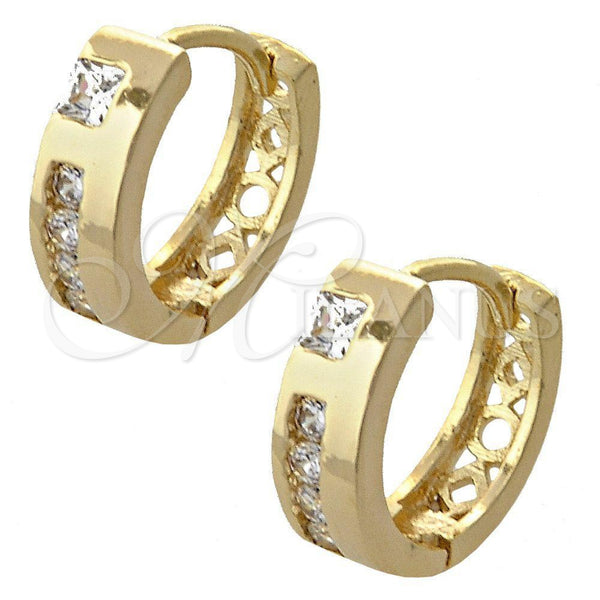 Argolla Huggie 02.165.0123 Oro Laminado, con Blanca Zirconia Cubica, Pulido, Tono Dorado