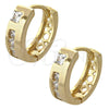 Argolla Huggie 02.165.0123 Oro Laminado, con Blanca Zirconia Cubica, Pulido, Tono Dorado
