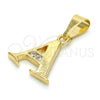Dije Elegante 05.26.0012 Oro Laminado, Diseño de Iniciales, con Blanca Zirconia Cubica, Pulido, Tono Dorado