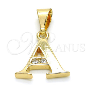 Dije Elegante 05.26.0012 Oro Laminado, Diseño de Iniciales, con Blanca Zirconia Cubica, Pulido, Tono Dorado
