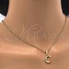 Dije Elegante 05.26.0014 Oro Laminado, Diseño de Iniciales, con Blanca Zirconia Cubica, Pulido, Tono Dorado