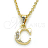 Dije Elegante 05.26.0014 Oro Laminado, Diseño de Iniciales, con Blanca Zirconia Cubica, Pulido, Tono Dorado