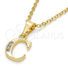 Dije Elegante 05.26.0014 Oro Laminado, Diseño de Iniciales, con Blanca Zirconia Cubica, Pulido, Tono Dorado