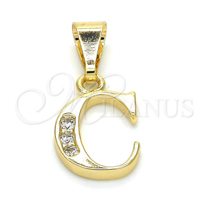 Dije Elegante 05.26.0014 Oro Laminado, Diseño de Iniciales, con Blanca Zirconia Cubica, Pulido, Tono Dorado