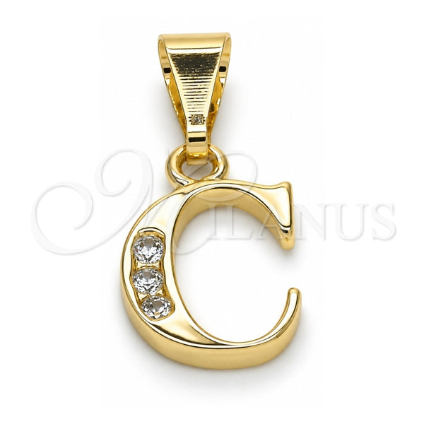 Dije Elegante 05.26.0014 Oro Laminado, Diseño de Iniciales, con Blanca Zirconia Cubica, Pulido, Tono Dorado