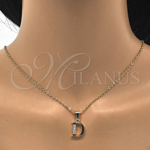 Dije Elegante 05.26.0015 Oro Laminado, Diseño de Iniciales, con Blanca Zirconia Cubica, Pulido, Tono Dorado