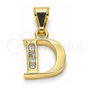 Dije Elegante 05.26.0015 Oro Laminado, Diseño de Iniciales, con Blanca Zirconia Cubica, Pulido, Tono Dorado