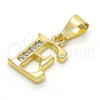 Dije Elegante 05.26.0017 Oro Laminado, Diseño de Iniciales, con Blanca Zirconia Cubica, Pulido, Tono Dorado