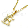 Dije Elegante 05.26.0017 Oro Laminado, Diseño de Iniciales, con Blanca Zirconia Cubica, Pulido, Tono Dorado
