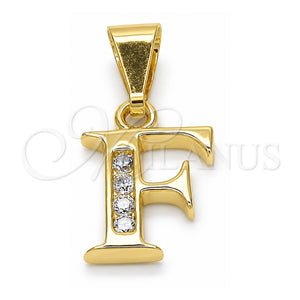 Dije Elegante 05.26.0018 Oro Laminado, Diseño de Iniciales, con Blanca Zirconia Cubica, Pulido, Tono Dorado