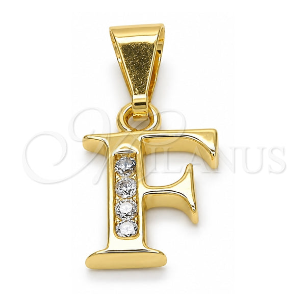 Dije Elegante 05.26.0018 Oro Laminado, Diseño de Iniciales, con Blanca Zirconia Cubica, Pulido, Tono Dorado