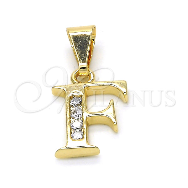Dije Elegante 05.26.0018 Oro Laminado, Diseño de Iniciales, con Blanca Zirconia Cubica, Pulido, Tono Dorado