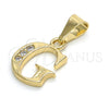 Dije Elegante 05.26.0019 Oro Laminado, Diseño de Iniciales, con Zirconia Cubica Blanca, Pulido, Tono Dorado