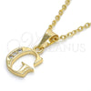 Dije Elegante 05.26.0019 Oro Laminado, Diseño de Iniciales, con Zirconia Cubica Blanca, Pulido, Tono Dorado