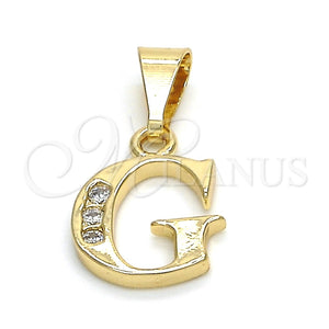 Dije Elegante 05.26.0019 Oro Laminado, Diseño de Iniciales, con Blanca Zirconia Cubica, Pulido, Tono Dorado