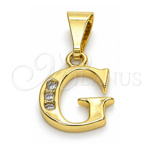 Dije Elegante 05.26.0019 Oro Laminado, Diseño de Iniciales, con Zirconia Cubica Blanca, Pulido, Tono Dorado