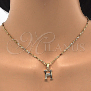 Dije Elegante 05.26.0020 Oro Laminado, Diseño de Iniciales, con Blanca Zirconia Cubica, Pulido, Tono Dorado