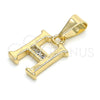 Dije Elegante 05.26.0020 Oro Laminado, Diseño de Iniciales, con Blanca Zirconia Cubica, Pulido, Tono Dorado