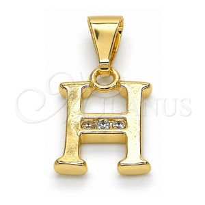 Dije Elegante 05.26.0020 Oro Laminado, Diseño de Iniciales, con Blanca Zirconia Cubica, Pulido, Tono Dorado