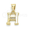 Dije Elegante 05.26.0020 Oro Laminado, Diseño de Iniciales, con Blanca Zirconia Cubica, Pulido, Tono Dorado