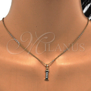 Dije Elegante 05.26.0021 Oro Laminado, Diseño de Iniciales, con Blanca Zirconia Cubica, Pulido, Tono Dorado