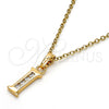 Dije Elegante 05.26.0021 Oro Laminado, Diseño de Iniciales, con Blanca Zirconia Cubica, Pulido, Tono Dorado