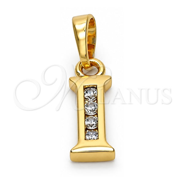 Dije Elegante 05.26.0021 Oro Laminado, Diseño de Iniciales, con Blanca Zirconia Cubica, Pulido, Tono Dorado