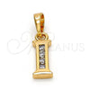 Dije Elegante 05.26.0021 Oro Laminado, Diseño de Iniciales, con Blanca Zirconia Cubica, Pulido, Tono Dorado