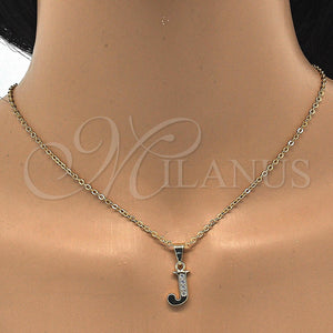 Dije Elegante 05.26.0022 Oro Laminado, Diseño de Iniciales, con Blanca Zirconia Cubica, Pulido, Tono Dorado