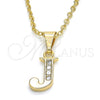 Dije Elegante 05.26.0022 Oro Laminado, Diseño de Iniciales, con Blanca Zirconia Cubica, Pulido, Tono Dorado