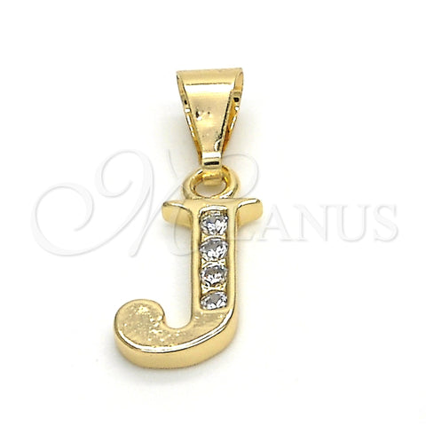 Dije Elegante 05.26.0022 Oro Laminado, Diseño de Iniciales, con Blanca Zirconia Cubica, Pulido, Tono Dorado