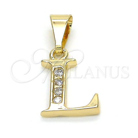 Dije Elegante 05.26.0024 Oro Laminado, Diseño de Iniciales, con Blanca Zirconia Cubica, Pulido, Tono Dorado
