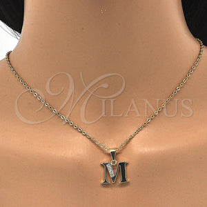 Dije Elegante 05.26.0025 Oro Laminado, Diseño de Iniciales, con Blanca Zirconia Cubica, Pulido, Tono Dorado