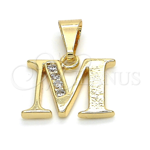 Dije Elegante 05.26.0025 Oro Laminado, Diseño de Iniciales, con Blanca Zirconia Cubica, Pulido, Tono Dorado