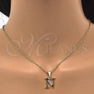 Dije Elegante 05.26.0026 Oro Laminado, Diseño de Iniciales, con Blanca Zirconia Cubica, Pulido, Tono Dorado