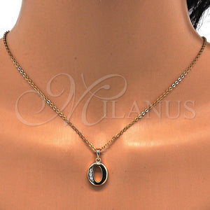 Dije Elegante 05.26.0027 Oro Laminado, Diseño de Iniciales, con Blanca Zirconia Cubica, Pulido, Tono Dorado