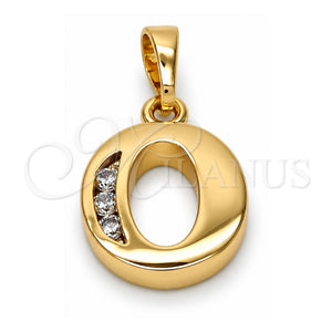 Dije Elegante 05.26.0027 Oro Laminado, Diseño de Iniciales, con Blanca Zirconia Cubica, Pulido, Tono Dorado
