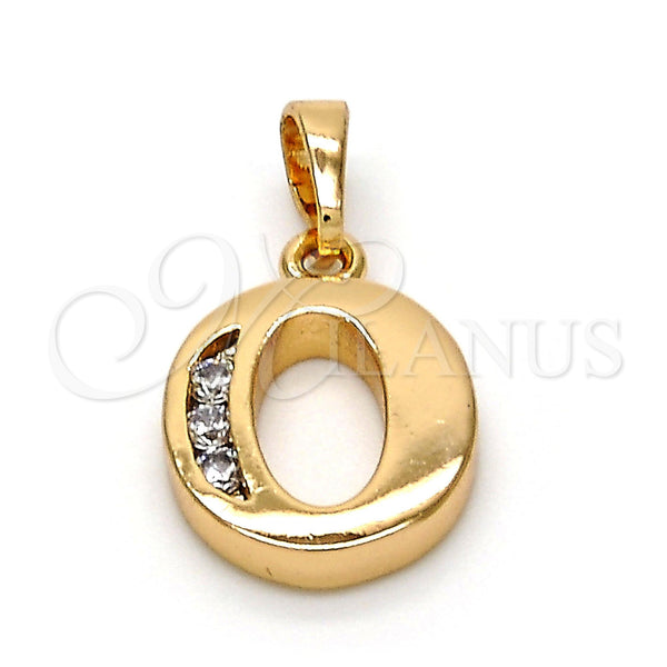 Dije Elegante 05.26.0027 Oro Laminado, Diseño de Iniciales, con Blanca Zirconia Cubica, Pulido, Tono Dorado