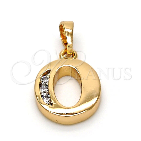 Dije Elegante 05.26.0027 Oro Laminado, Diseño de Iniciales, con Blanca Zirconia Cubica, Pulido, Tono Dorado