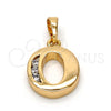 Dije Elegante 05.26.0027 Oro Laminado, Diseño de Iniciales, con Blanca Zirconia Cubica, Pulido, Tono Dorado