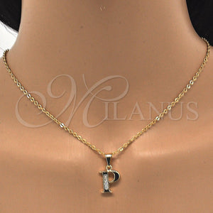 Dije Elegante 05.26.0028 Oro Laminado, Diseño de Iniciales, con Blanca Zirconia Cubica, Pulido, Tono Dorado